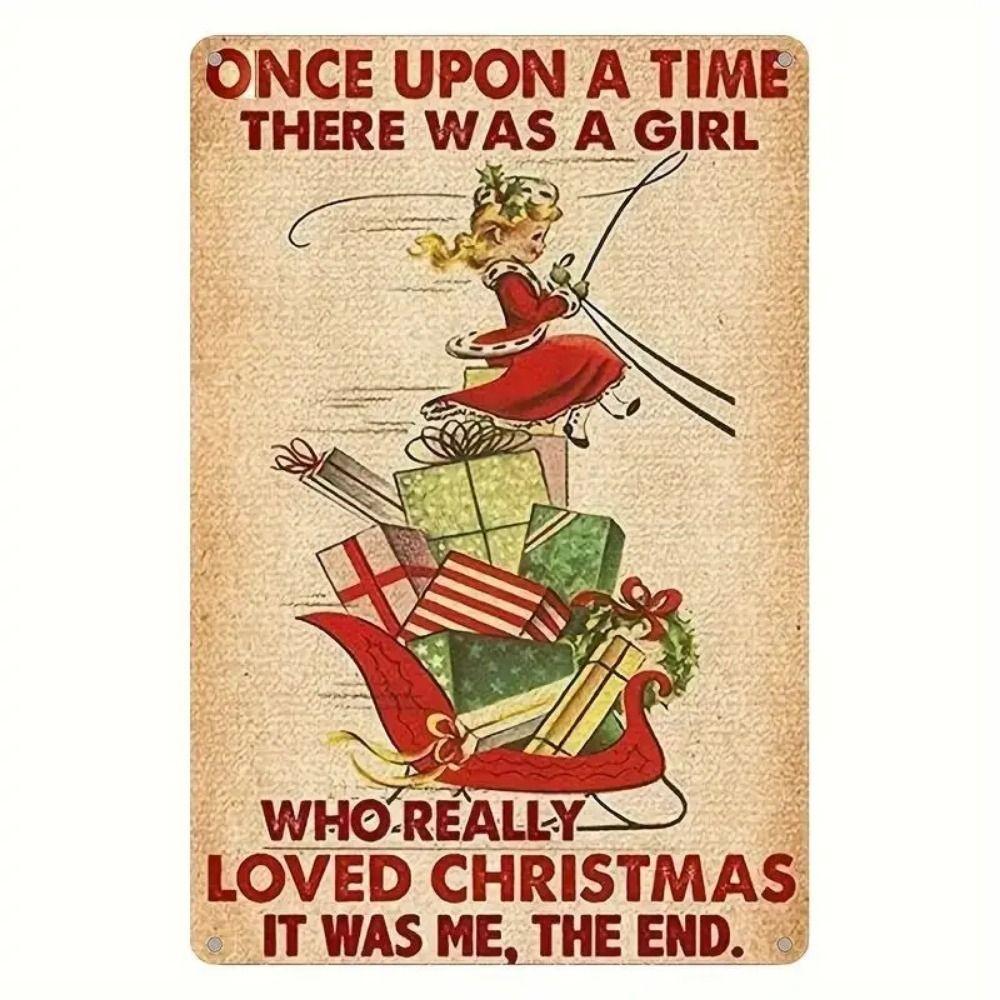 Vintage Christmas Metal Tin Sign Home Festive Wall Decor
