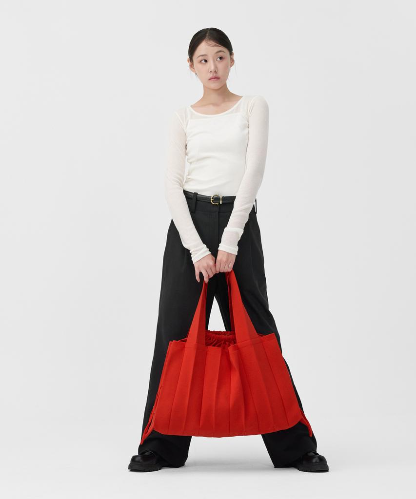 Pleatsmama Big Shoulder Bag Red