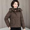 Women's Short Hooded Winter Middle-aged Loose Warm Cotton-padded Jacket with Detachable Hood