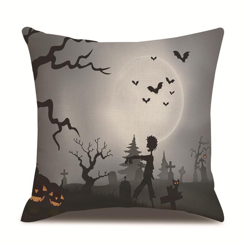 Halloweenský lněný povlak na polštář Tištěný povlak na polštář
