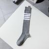 TB Four-Bar Grey Mid-Calf Cotton Women's Japanese Trendy Spring/Summer College Style Socks