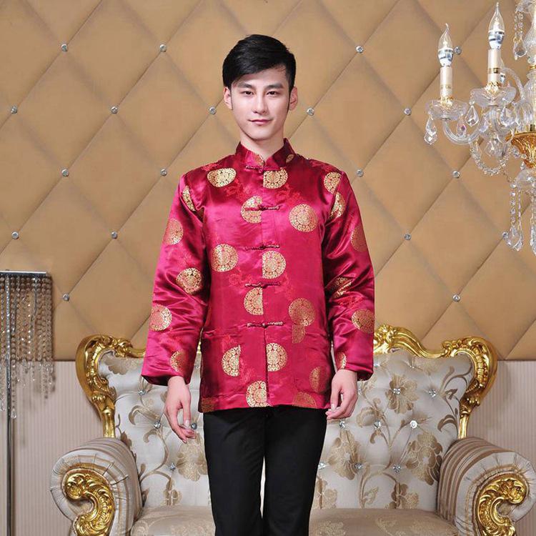 Chinese Style Tang Suit for Couples - Men's & Women's Spring/Autumn Long Sleeve Celebration Coat for Middle-Aged & Elderly