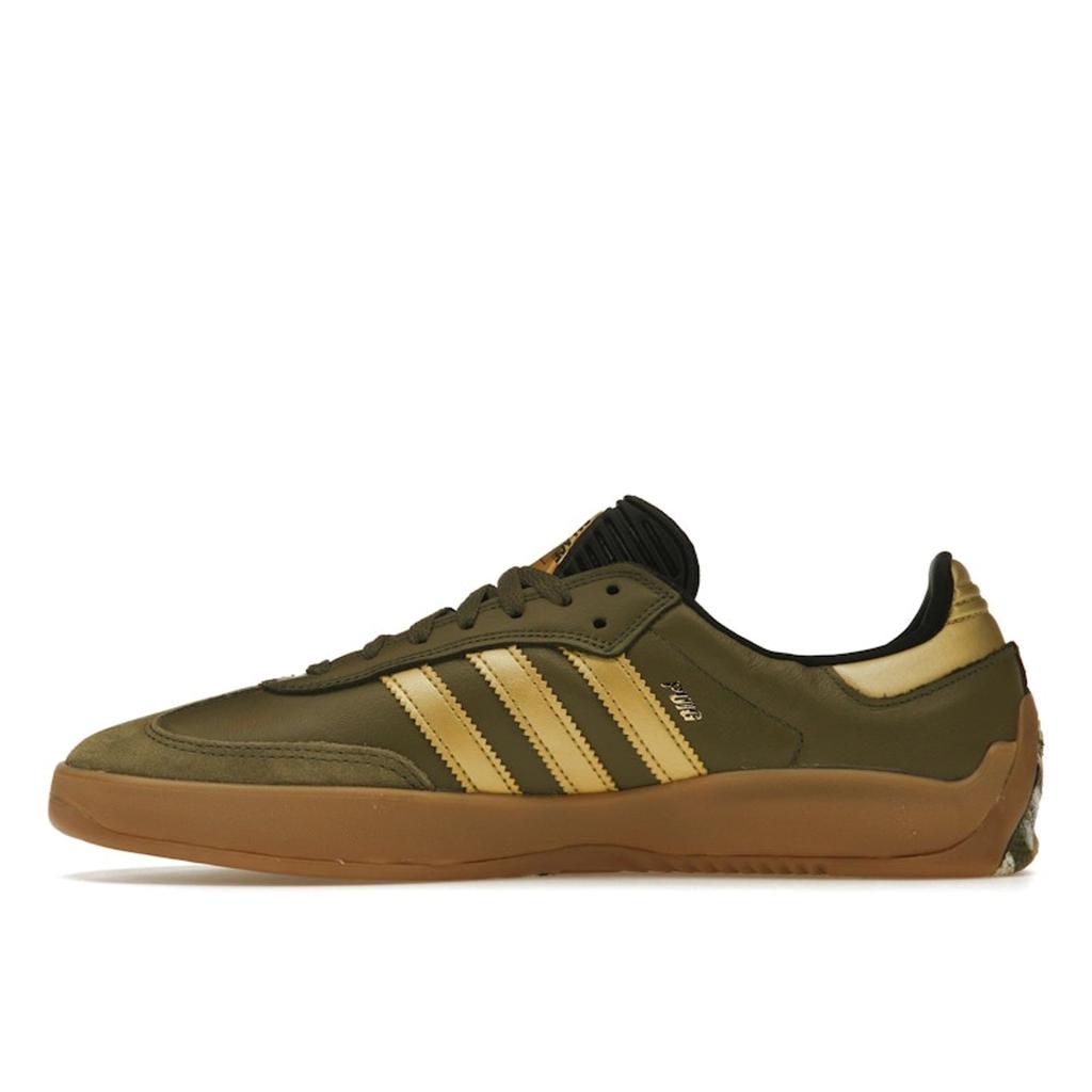 Palace X Adidas Puig Samba Olive Gold Unisex Sneakers Green Focus-Olive Metallic-Gold HQ6100