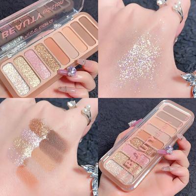 Perlmuttfarbener 9-Farben-Lidschatten, schimmernd, matt, zart, günstig, nicht leicht abzunehmen, Make-up-Palette