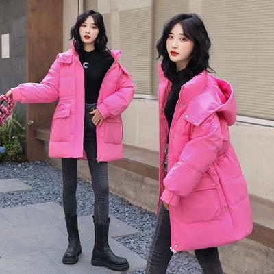 Down Cotton-padded Jacket Girls Long Thick Winter Clothes Hooded Drawstring Waist Big Pocket Cotton-padded Coat