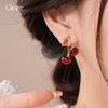 Boucles d'oreilles Puces Cerise en Résine Zirconium Frais Français Mode Polyvalentes Personnalité Boucles d'oreilles Femmes