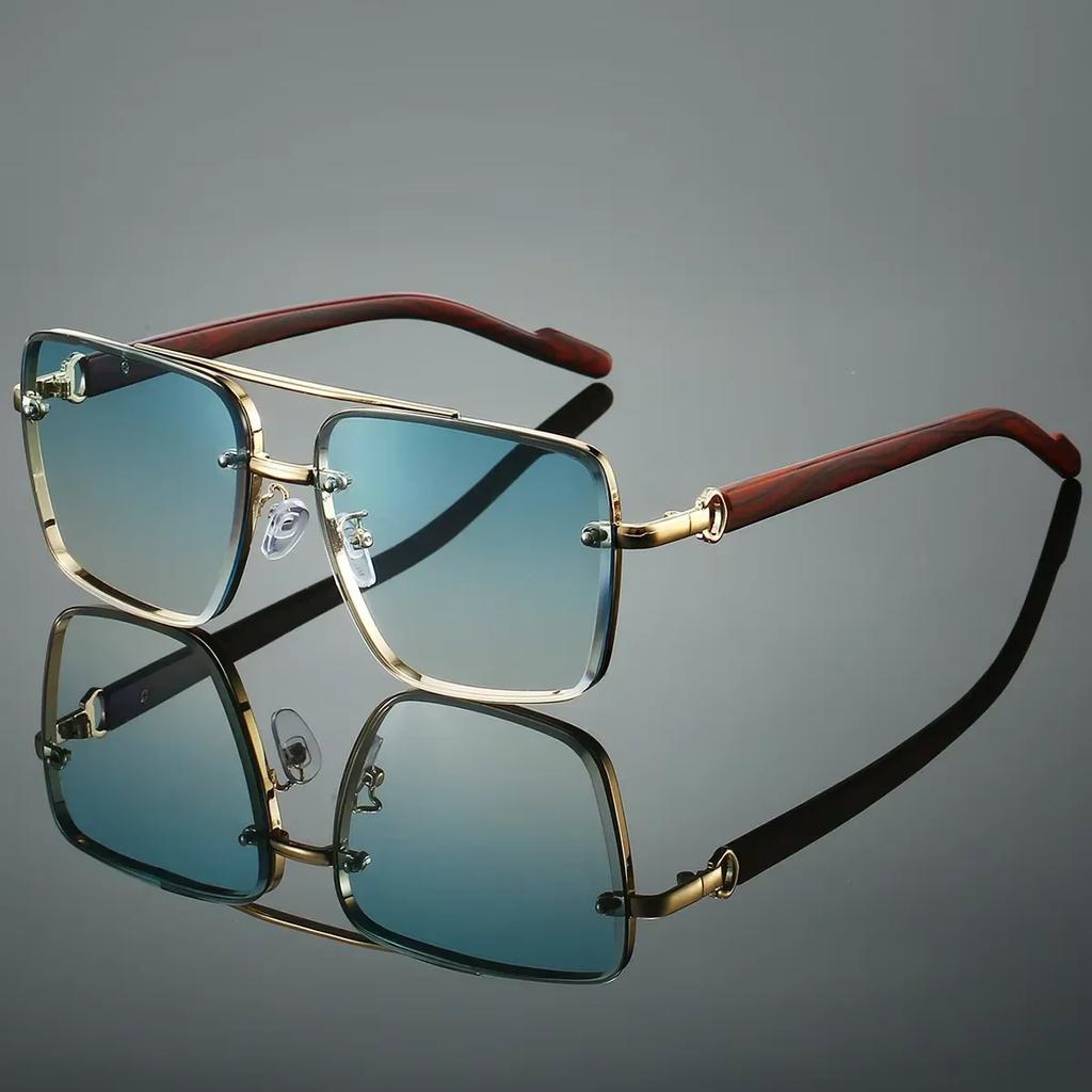 Wooden Sunglasses For Men Women Vintage Square Trendy Fashionable Luxe Gafas De Sol Hombre Unisex Stylish Shades