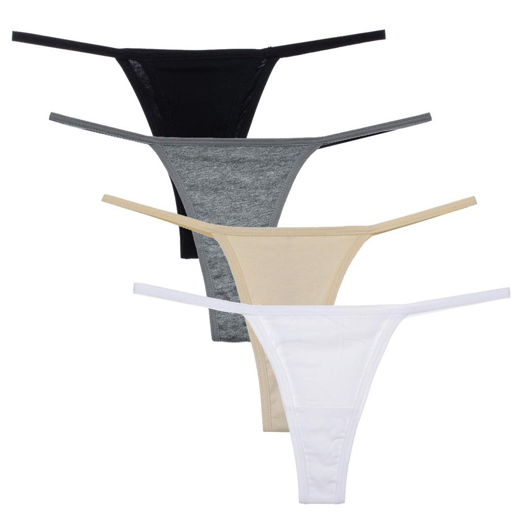 Filimohlls Comfortable and Breathable Underwear Women's T-Back Panties, Cotton, Sexy, Athletic, Butt-Lifting (4-Pack)