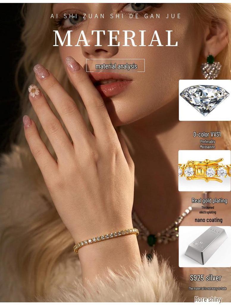 Moissanite 2.5mm Tennis Bracelet for Girls: Thin 925 Silver Luxury Chain
