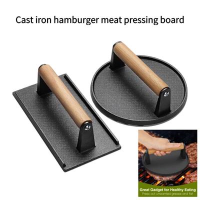 Cast Iron Steak Burger Press Flat Top Grill Hamburger Grinder Meat Press Board  Kitchen Gadgets