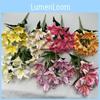 9 Artificial Flowers Stems Pu Material 3d Simulation Lilies Wedding Home Decor