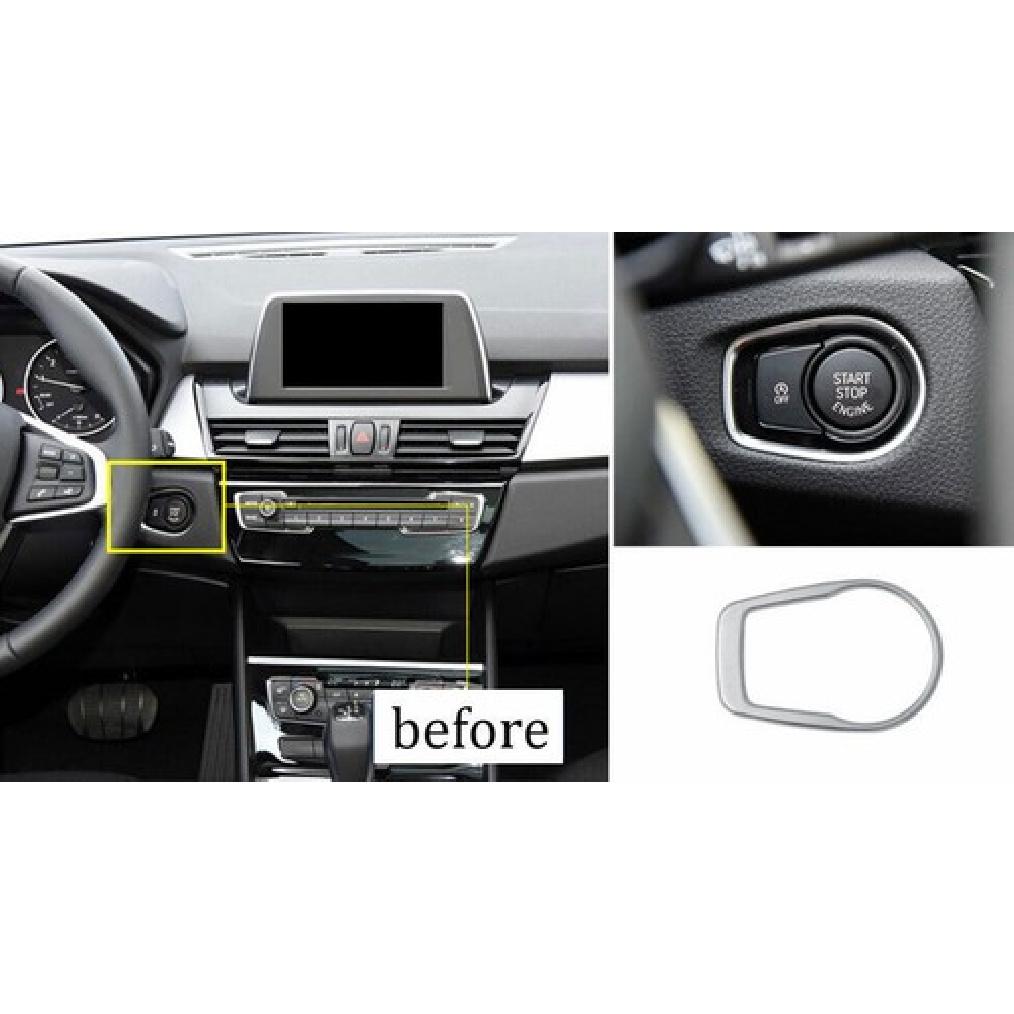 For BMW X1 F48 2016- Matte Silver Car One-Click Startup Switch Frame Cover