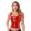 Women's Sexy Clubwear Patent Leather Tank Tops Fashion Wet Look Sleeveless Crop Tank Tops Vest