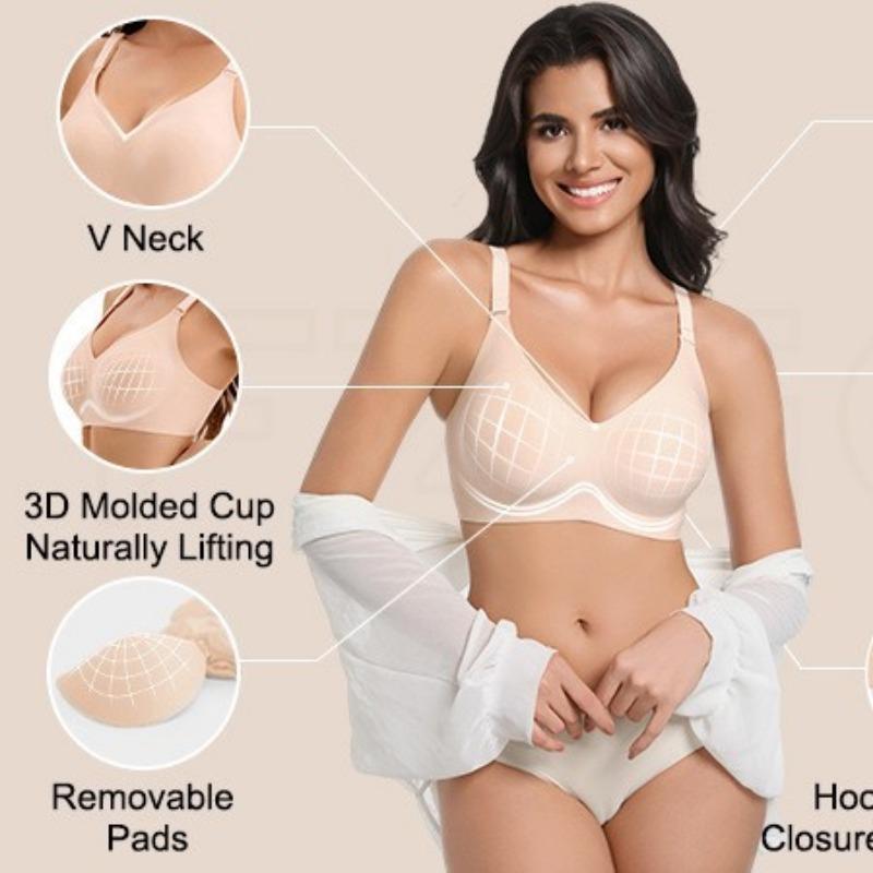 European Plus Size Wireless Seamless Jelly Support Bra for Women Comfort Daily Intimates