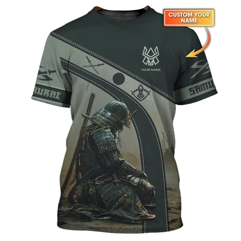 Custom Name Japan Samurai Graphic Tshirt For Men 3D Full Print Short Sleeve Samurai Tee Shirts Tops Gift For Samurai Lovers