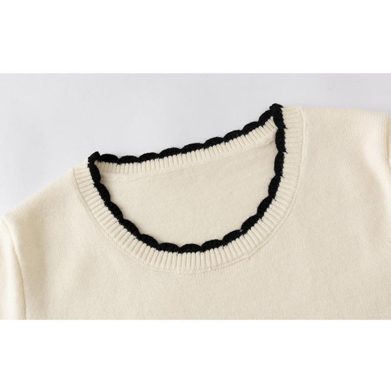 Women's Plus Size Round Collar Clashing Stripe Top Autumn and Winter Loose Casual Sweater Knitwear