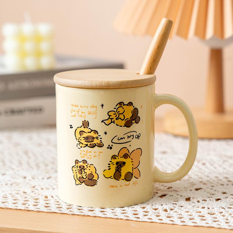 Korean Version of Cartoon Brown Butterfly Mug Ins Windy Good Looking Water Cup Summer Student Water Cup Coffee Cup