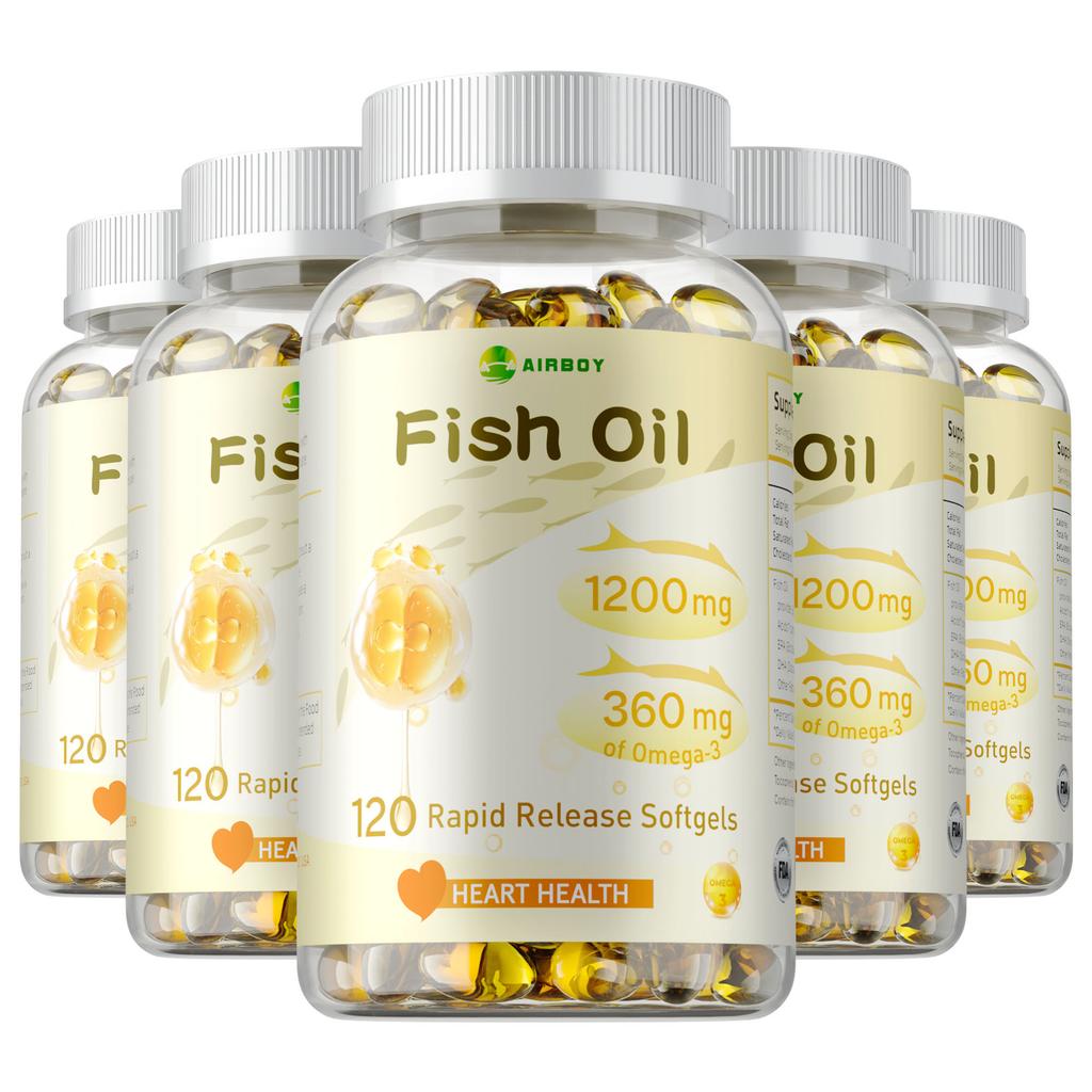 Airboy Fish Oil 1200mg Softgels — Omega-3 EPA DHA, Daily Wellness, Nutritional Support