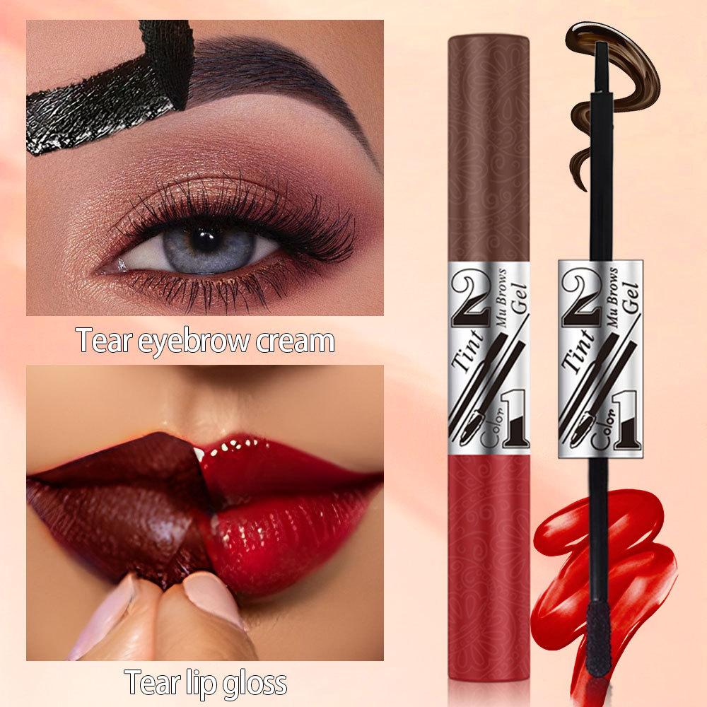 Doppelseitiges abziehbarer Augenbrauen-Gel Lippenfarbe Natürliche Wilde Augenbrauen Langanhaltende Getönte Farbe 3D-Effekt