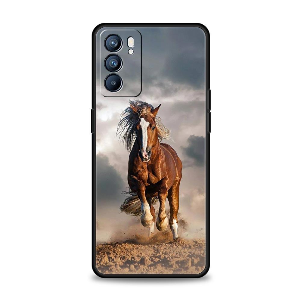 Animal Horse Phone Case For Oppo A17 A31 A54 A57 A78 A79 A98 Find X5 X6 Reno 6 7 8 10 11 12 13 F Pro 5G Soft TPU Cover Funda Bag