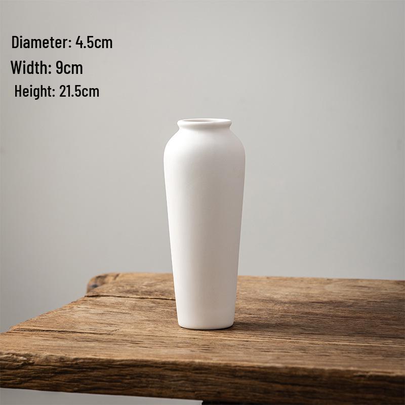 High-End Cream Style Ceramic Vase for Flower Arrangements - Elegant White Unglazed Design for Living Room Decor