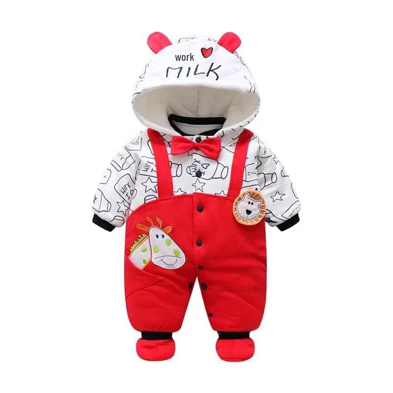 Autumn/Winter Thickened Baby Romper: Short Sleeve One-Piece for Boys & Girls