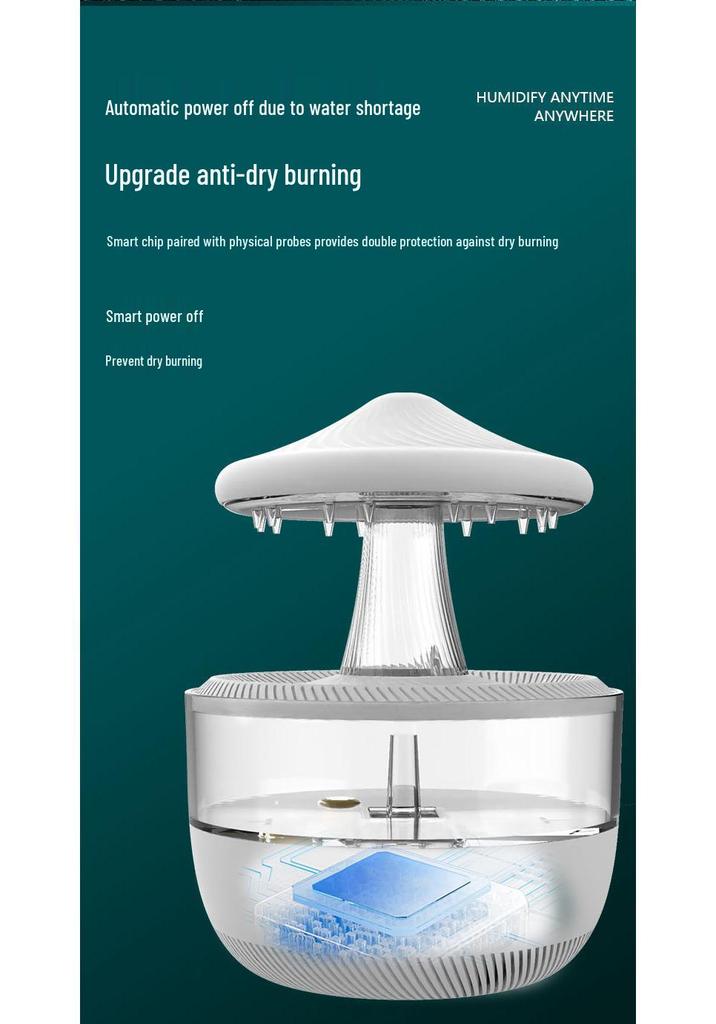Mushroom-Shaped Rain Cloud Humidifier & Aroma Diffuser with Seven-Color Sleep Light
