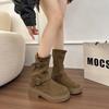 Zapatos De Mujer Autumn Women Ankle Boots Low Heels Slip On Shoes Fashion Square Toe Comfortable Short