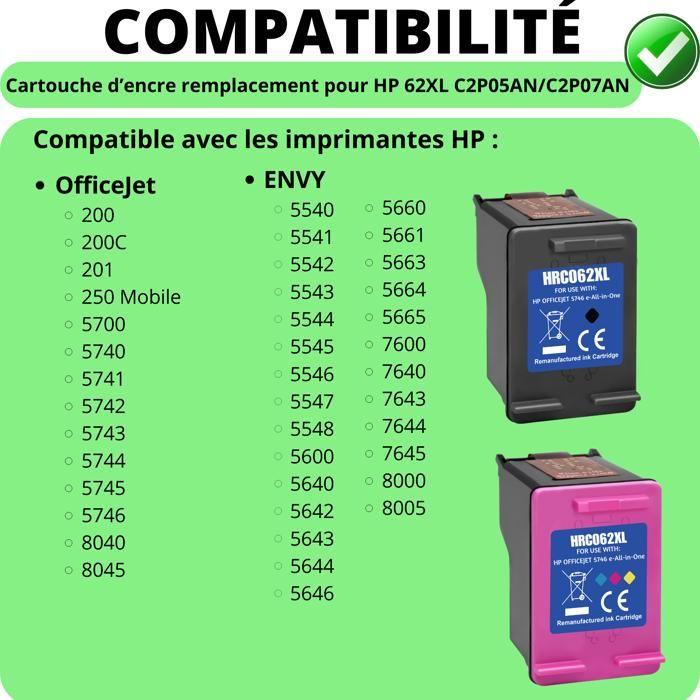 Ink Cartridge - HP - 62XL - Black - Multi-color - Compatible with OfficeJet/Envy