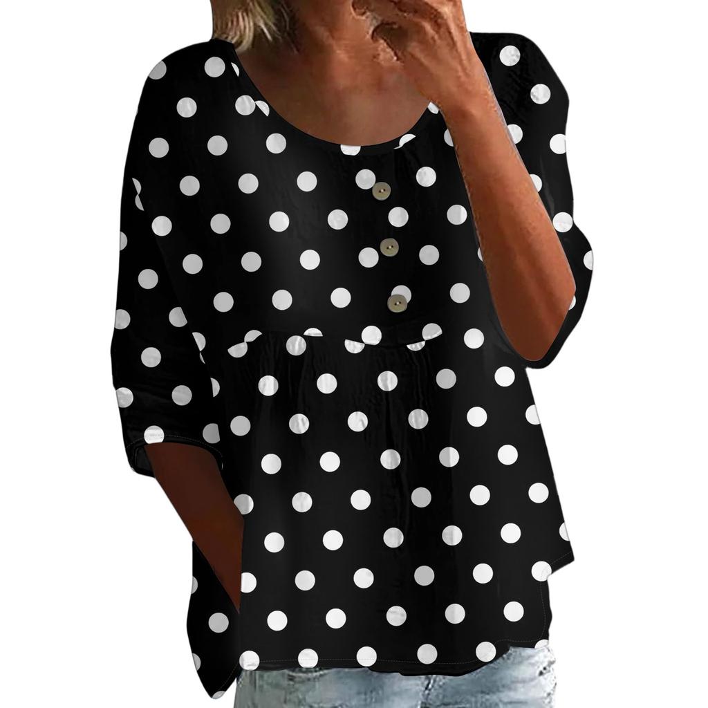 Linen Shirts For Women 3/4 Sleeve Button Down V Neck Summer Tops Dressy Casual Cute Shirts