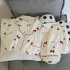 "Women's Cherry Bear Cotton Pajama Set - Spring/Autumn, Long Sleeve, Cute Cartoon Outerwear"