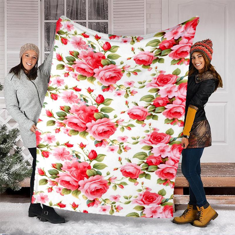 Floral Blanket Personalized Name Flannel Blanket Soft Cozy Plush Throw for Sofa Bed Lightweight Home Décor