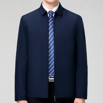 Business-Jacke Herren mittleren Alters Revers Daddy Frühling und Herbst dünne Maulbeerseide Executive-Jacke für mittleres und älteres Alter