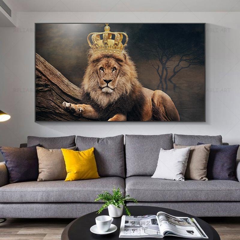 

Африканский холст Живопись Дикий лев Животные Плакаты Король Принты Настенное искусство Картина для современной гостиной Домашнее украшение Quadro