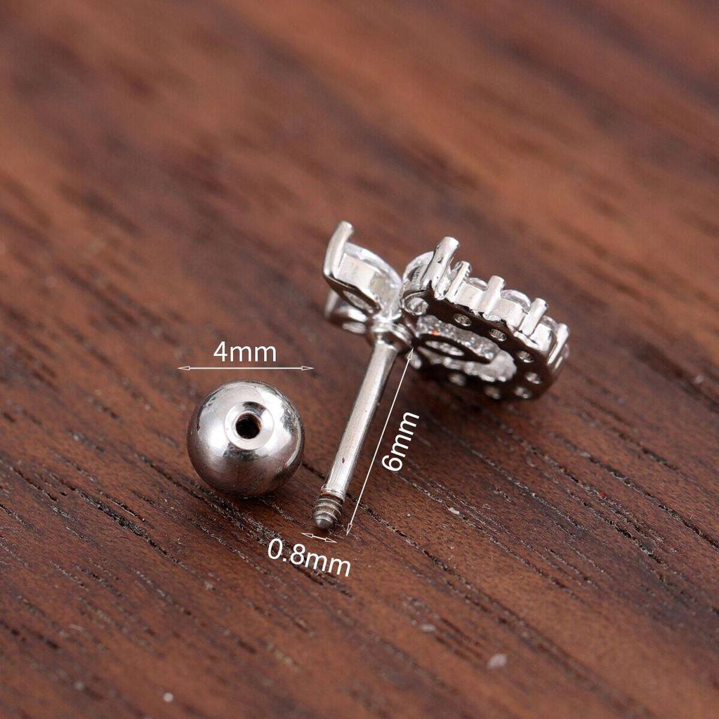 Set of 10 Cartilage Mid Helix Tragus Conch Earrings 20g Hypoallergenic Surgical Stainless Steel Zircon Women's Piercing Jewelry