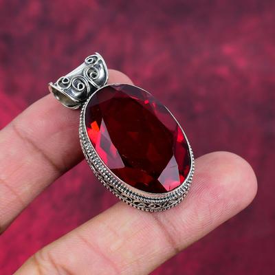 Bijoux grenat rouge, pendentif en argent sterling massif 925, pendentif de bijoux en pierres précieuses faits à la main pour le Memorial Day