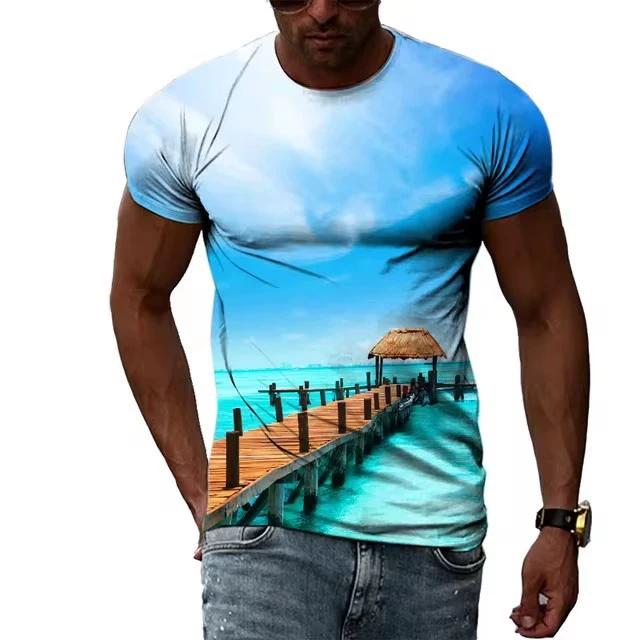 T-shirt z cyfrowym drukiem 3D dla nastolatków i mężczyzn, z krótkim rękawem, wszechstronny, oddychający