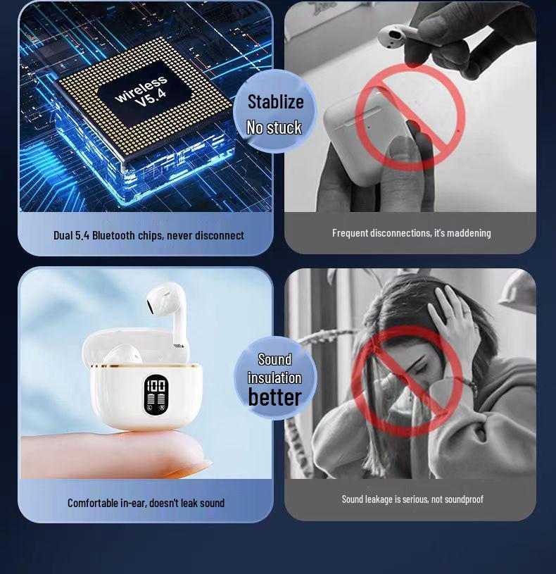 Popular TWS Bluetooth Wireless Sports Earbuds with Noise-Cancellation and Long Battery Life