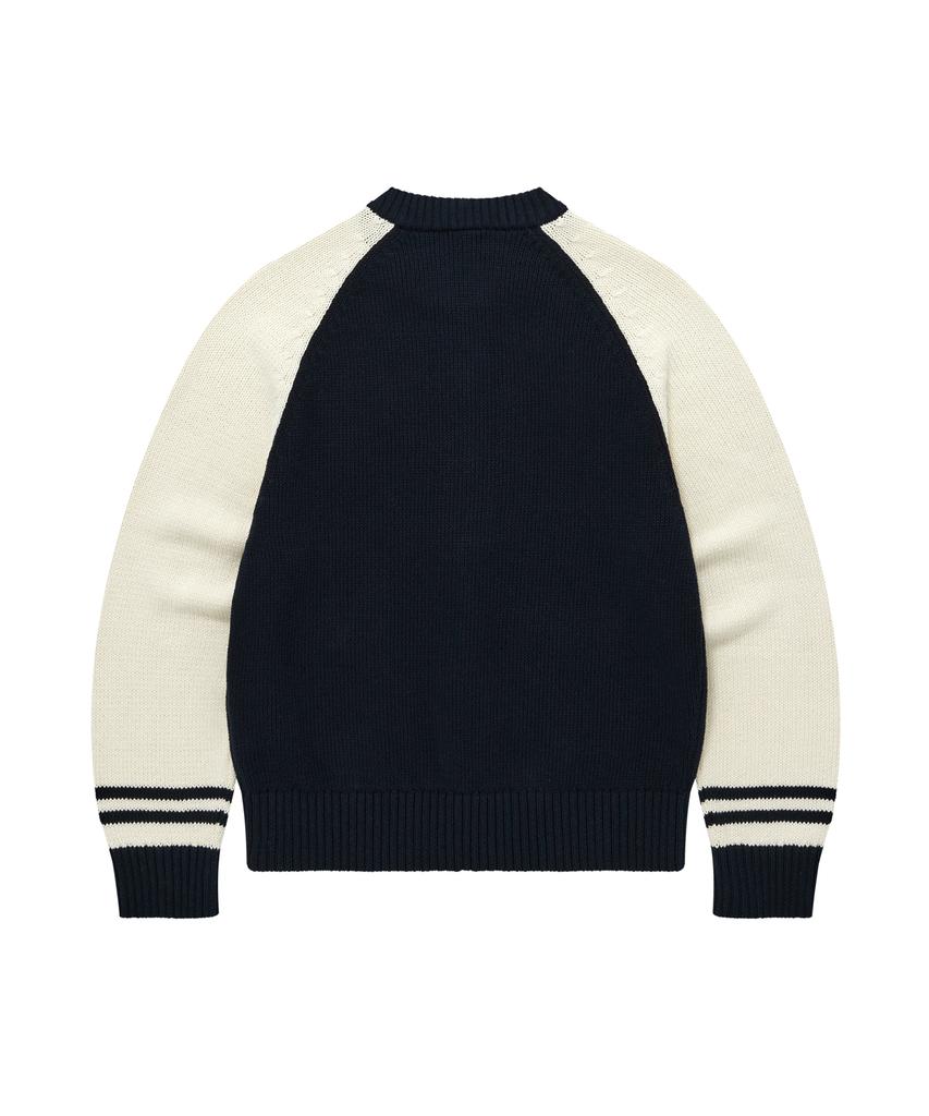 Covernat Woman C Logo Varsity Zip-Up Cardigan Navy
