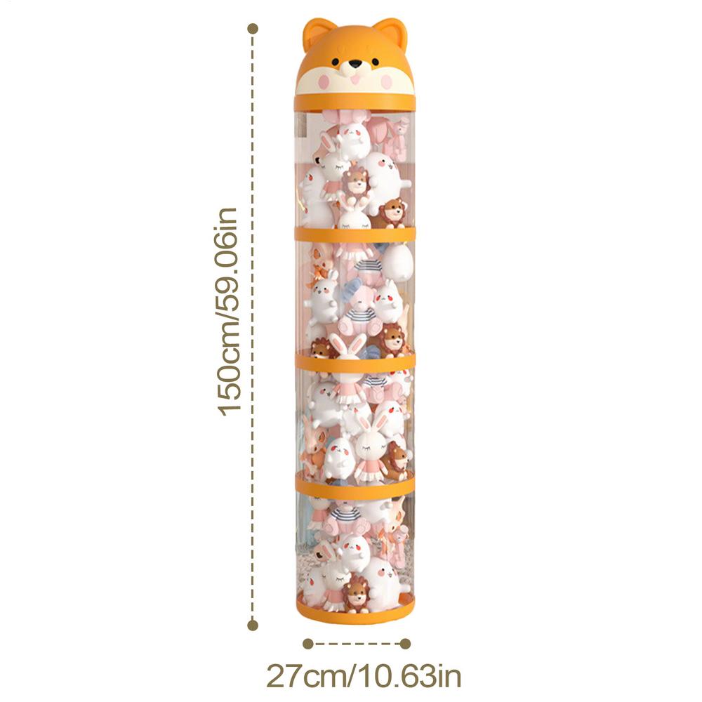 Plush Storage Organizer Toy Tube Stuffed Animal Storage Large Capacity Clear Container with Wheels Stuffy Holder Cute Room Decor