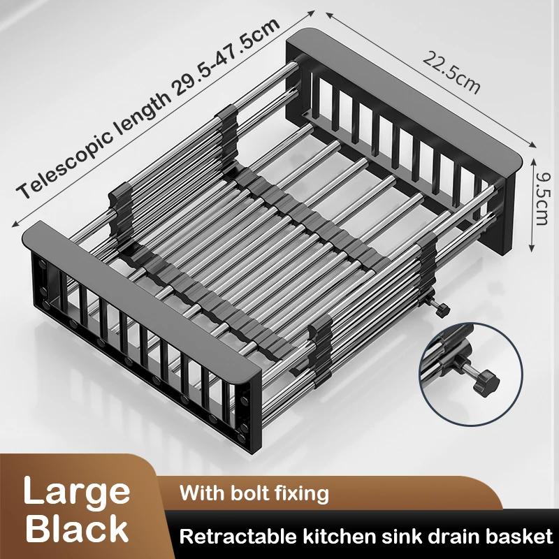 Retractable Drain Basket For Kitchen Sink Storage Basket For Washing Fruits And Vegetables Multifunctional Drain Rack