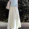 Women's Light Color High-Waist A-Line Pleated Maxi Skirt - Summer Thin-Fabric Flared Umbrella Silhouette for Slim Fit