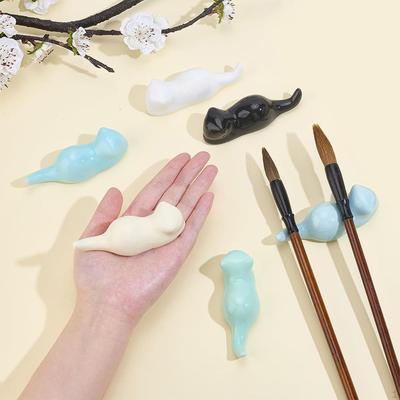 6x Paint Brush Rest Calligraphy Holder Creative for Ink Watercolor Writing Drawing Cute Cat