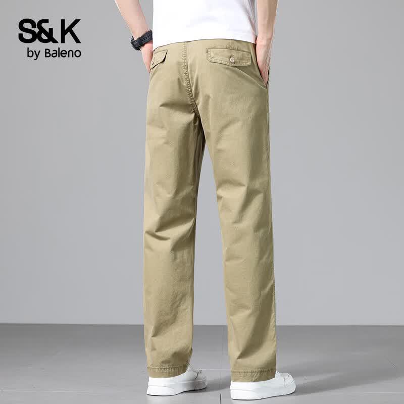 Baleno S&K Men's Pure Cotton Straight-Leg Casual Pants