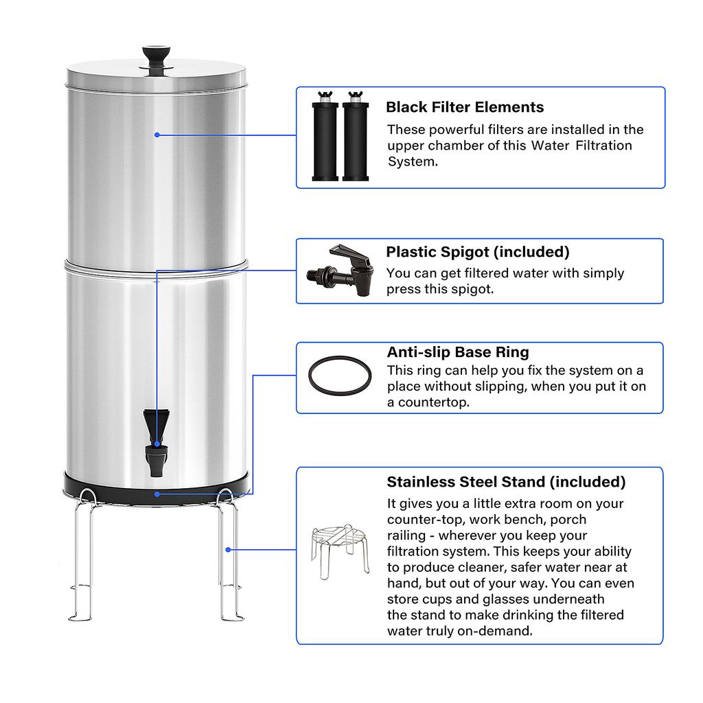 Schwerkraft-Wasserfiltersystem, Wasserfiltrationseimer für Zuhause, Outdoor, Camping, Wandern, Notfallvorsorge