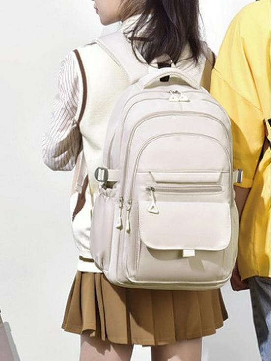 Solid Color Water-Repellent Backpack, 15.6-inch Oxford Cloth, for Junior High, High School, and College Students - Casual Travel Bag