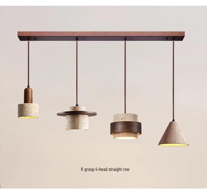 Yellow Travertine Wabi-sabi Chandelier: Mid-century Retro Style for Restaurants, Bars, and Dining Tables