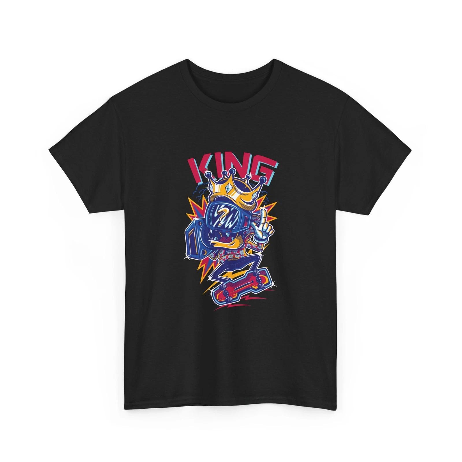 Skateboard King Graphic T-Shirt | Retro Skate Crown Streetwear, Cool Style Shirt 2XL