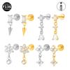 F136 Titanium Flower Tapered Chain Internally Threaded Lip Barbell Cartilage Tragus Stud 0.9mm