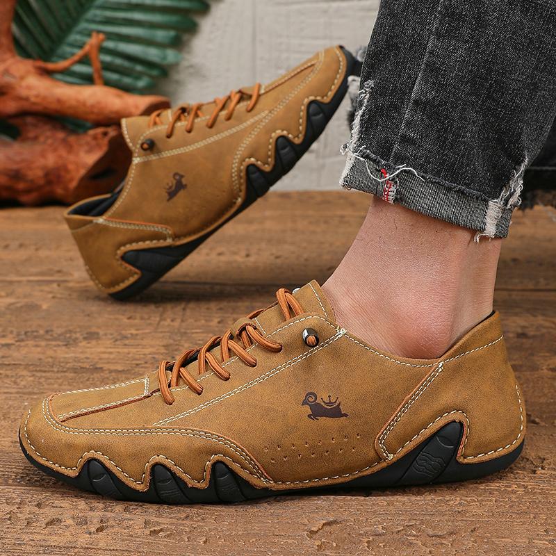 Fashion Spring Men Low Cut Leather Sneaker Soft Soled Loafers Anti Slip Flat Bottom Casual Shoes Large Size Zapatillas Para Hombre 2025